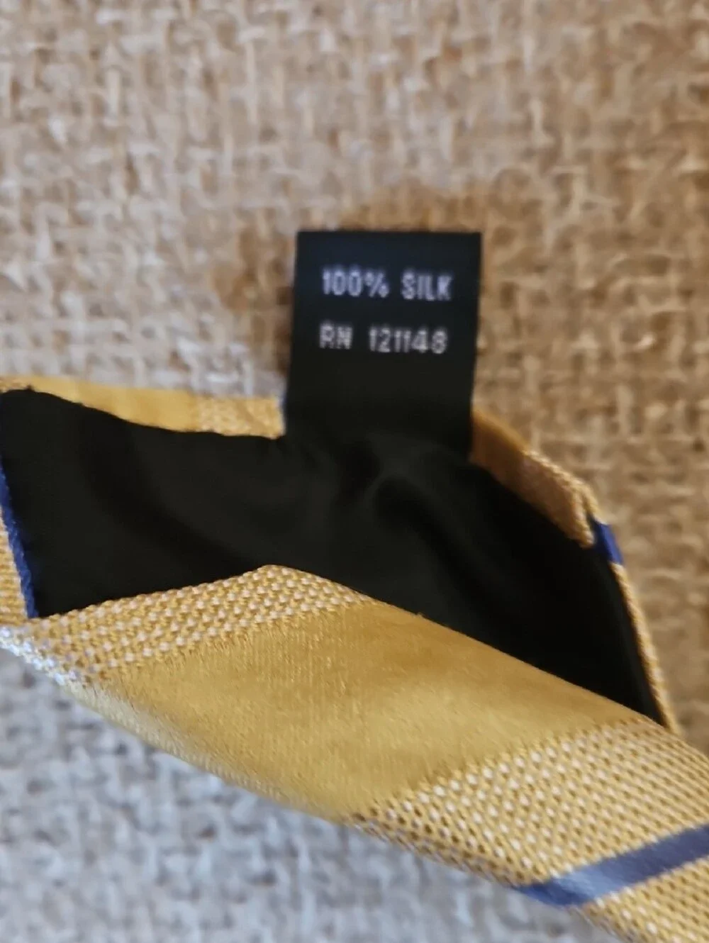 Michael Kors Gold Tie with Blue and White Stripes